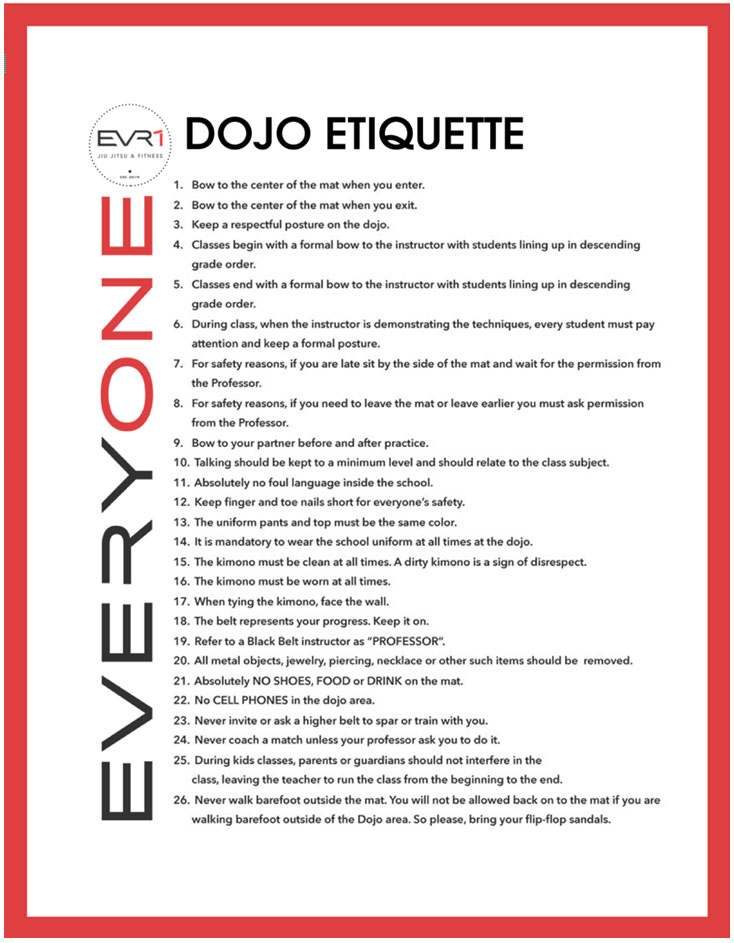 The EVR1 Dojo Etiquette